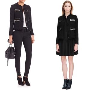 Rebecca Taylor Tweed Embellished Fringe Jacket - 6